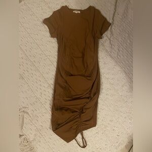 Chic Brown Ruched Mini Dress